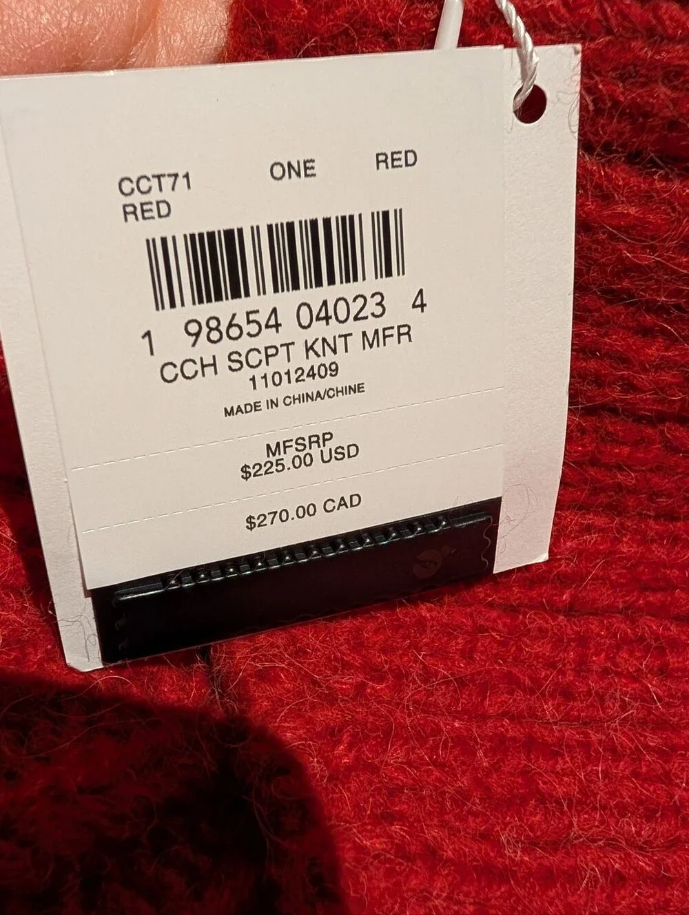 NWT Coach Red Ribbed Knit Wool Blend Muffler Scarf Script Logo Luxury Chunky OS